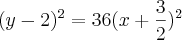 (y-2)^2=36(x+\frac{3}{2})^2