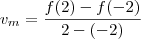 v_m = \frac{f(2) - f(-2)}{2-(-2)}