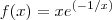 f(x) = xe^{( -1 / x)} f(x) = xe^{( -1 / x)}