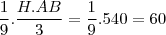 \frac{1}{9}.\frac{H.AB}{3}=\frac{1}{9}.540=60