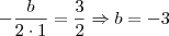 -\frac{b}{2\cdot 1} = \frac{3}{2} \Rightarrow b=-3 -\frac{b}{2\cdot 1} = \frac{3}{2} \Rightarrow b=-3