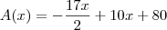 A(x)=-\frac{17x}{2}+10x+80 A(x)=-\frac{17x}{2}+10x+80