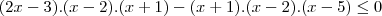 (2x-3).(x-2).(x+1)-(x+1).(x-2).(x-5) \leq 0