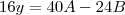 16y=40A-24B