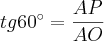 tg 60^\circ = \frac{AP}{AO}