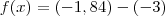 f(x)=(-1,84) - (-3)