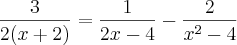 \frac{3}{2(x+2)}= \frac{1}{2x-4}-\frac{2}{x^2-4}