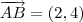 \overrightarrow {AB} = (2,4) \overrightarrow {AB} = (2,4)