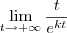 \lim_{t\to +\infty} \frac{t}{e^{kt}}
