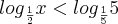 {log}_{\frac{1}{2}}x<{log}_{\frac{1}{5}}5