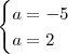 \begin{cases}a=-5\\a=2\end{cases}