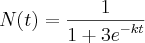 N(t)=\frac{1}{1+{3e}^{-kt}}