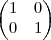 \begin{pmatrix}
1 & 0 \\
0 & 1
\end{pmatrix} \begin{pmatrix}
1 & 0 \\
0 & 1
\end{pmatrix}