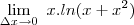 \lim_{\Delta x\to0}\ x . ln (x + x^{2}) \lim_{\Delta x\to0}\ x . ln (x + x^{2})