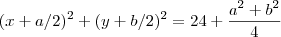 (x + a/2)^2 + (y+b/2)^2 = 24 +\frac{a^2 + b^2}{4}