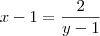 x-1=\frac{2}{y-1}