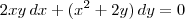 2xy\,dx +(x^2+2y)\,dy = 0 2xy\,dx +(x^2+2y)\,dy = 0