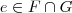 e\in F\cap G