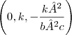 \left(0, k, -\frac{k²}{b²c}\right) \left(0, k, -\frac{k²}{b²c}\right)