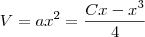 V = ax^2 = \frac{Cx - x^3}{4} V = ax^2 = \frac{Cx - x^3}{4}