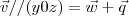 \vec{v} // (y0z) = \vec{w} + \vec{q}