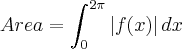 Area= \int_{0}^{2\pi} \left|f(x) \right|dx