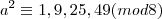 a^2 \equiv 1, 9, 25, 49 (mod 8)