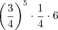 \left( \frac{3}{4} \right)^5 \cdot \frac{1}{4} \cdot 6 \left( \frac{3}{4} \right)^5 \cdot \frac{1}{4} \cdot 6