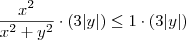 \frac{x^2} {x^2+y^2} \cdot (3|y|)\leq 1\cdot (3|y|) \frac{x^2} {x^2+y^2} \cdot (3|y|)\leq 1\cdot (3|y|)