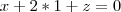 x + 2*1 + z = 0 x + 2*1 + z = 0
