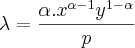 \lambda=\frac{{\alpha.x}^{\alpha-1}{y}^{1-\alpha}}{p}