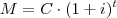 M=C\cdot(1+i)^t