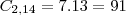 C_{2,14}=7.13=91