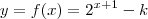 y=f(x)={2}^{x+1}- k