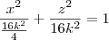 \frac{x^2}{\frac{16k^2}{4}} + \frac{z^2}{16k^2} = 1