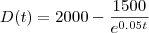 D(t) = 2000 - \frac{1500}{e^{0.05t}}
