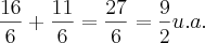 \frac{16}{6}+\frac{11}{6}=\frac{27}{6}=\frac{9}{2} u.a.