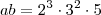 ab=2^3\cdot 3^2 \cdot 5