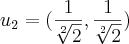 {u}_{2} = (\frac{1}{\sqrt[2]{2}},\frac{1}{\sqrt[2]{2}})