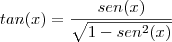 tan(x)=\frac{sen(x)}{\sqrt{1-sen^2(x)}}