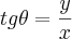 tg\theta=\frac{y}{x}