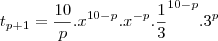 t_{p+1}=\frac{10}{p}.x^{10-p}.x^{-p}.\frac{1}{3}^{10-p}.3^p t_{p+1}=\frac{10}{p}.x^{10-p}.x^{-p}.\frac{1}{3}^{10-p}.3^p