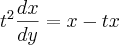 {t}^{2}\frac{dx}{dy}= x-tx