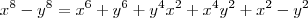 x^8-y^8=x^6+y^6+y^4x^2+x^4y^2+x^2-y^2 x^8-y^8=x^6+y^6+y^4x^2+x^4y^2+x^2-y^2
