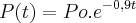 P(t)=Po.{e}^{-0,9t} P(t)=Po.{e}^{-0,9t}