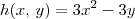 h(x,\, y) = 3x^2 -3y h(x,\, y) = 3x^2 -3y
