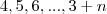 4,5,6,...,3+n 4,5,6,...,3+n