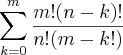 \sum_{k=0}^{m}\frac{m!(n-k)!}{n!(m-k!)}