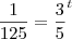 \frac{1}{125}={\frac{3}{5}}^{t}