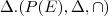 \Delta. (P(E),\Delta, \cap)